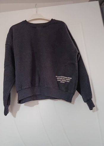 m Beden Siyah Baskılı Oversize Kadın Sweatshirt