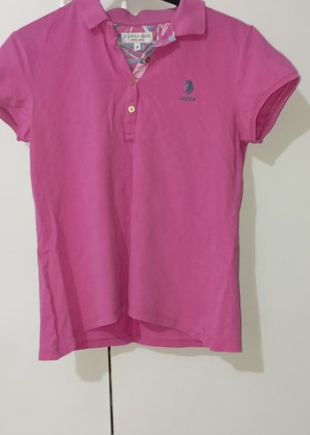 U.S Polo Assn. Kızlar için Pembe Polo Yaka Tişört