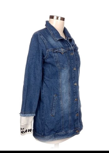 Diğer Düğmeli Mavi Kadın Denim Ceket