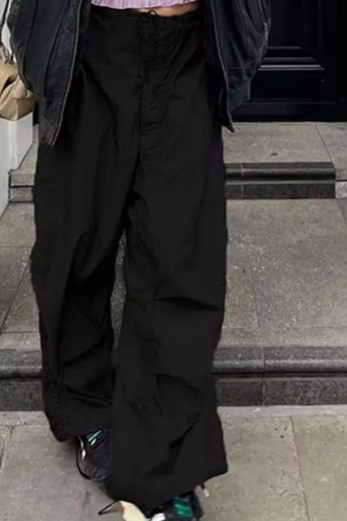 Siyah Paraşüt Pantolon - Görsel 2