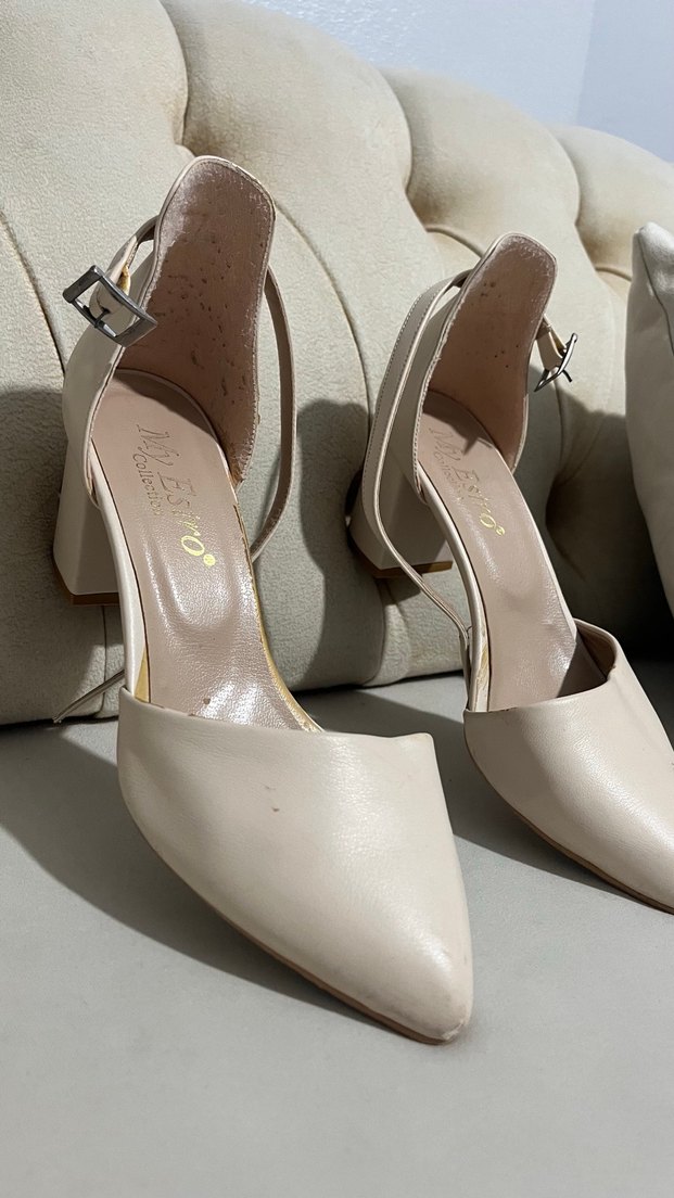 Beyaz Deri  Kadın Topuklu Ayakkabı - Görsel 2