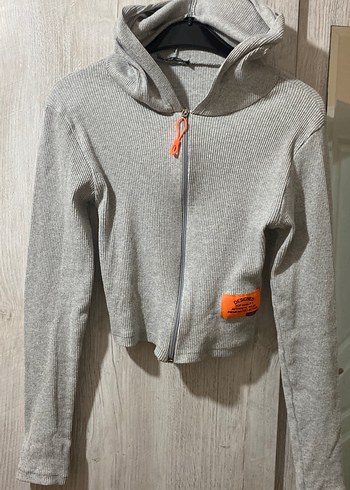 Gri Fermuarlı Kadın Sweatshirt