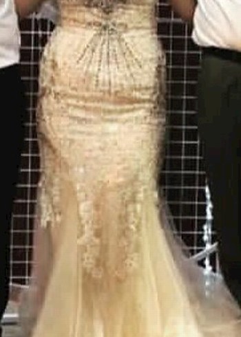 Pudra Pembe Straplez Denizkızı Gelinlik - Görsel 2