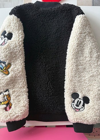Beyaz Siyah Nakışlı çocuk Peluş Ceket - Görsel 2