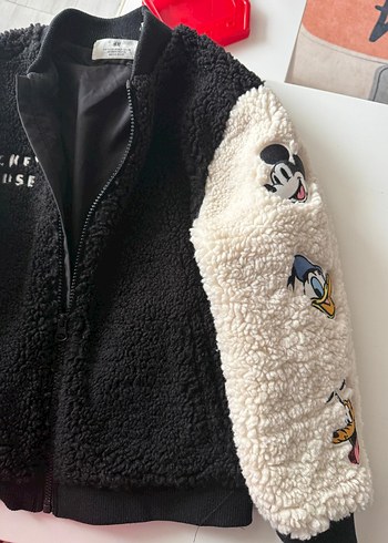 Beyaz Siyah Nakışlı çocuk Peluş Ceket - Görsel 4