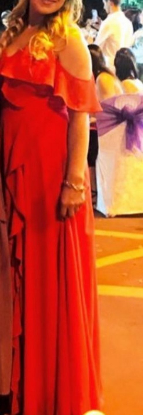 Kırmızı V Yaka Uzun Abiye Elbise Zara point - Görsel 2