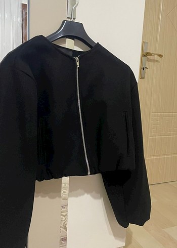 s Beden siyah Renk Kadın Siyah Fermuarlı Bomber Ceket