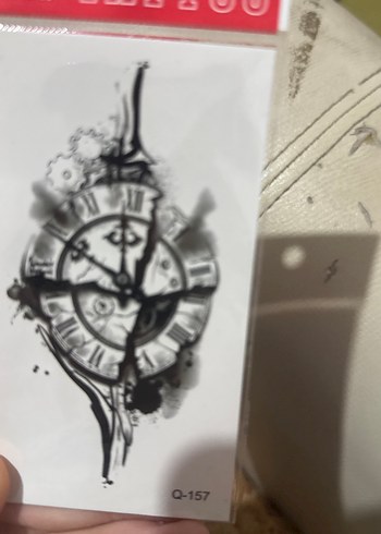 Diğer Siyah Gri Saat Desenli Geçici Dövme