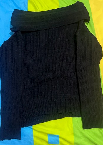 Siyah Kayık Yaka Triko Kadın Kazak - Görsel 2