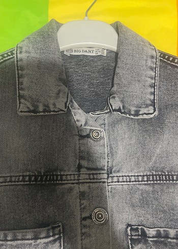 Gri Batik Desenli Kadın Denim Ceket - Görsel 3
