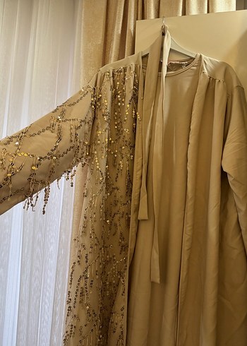 Bej Nakışlı Bohem Uzun Kadın Elbisesi - Görsel 3