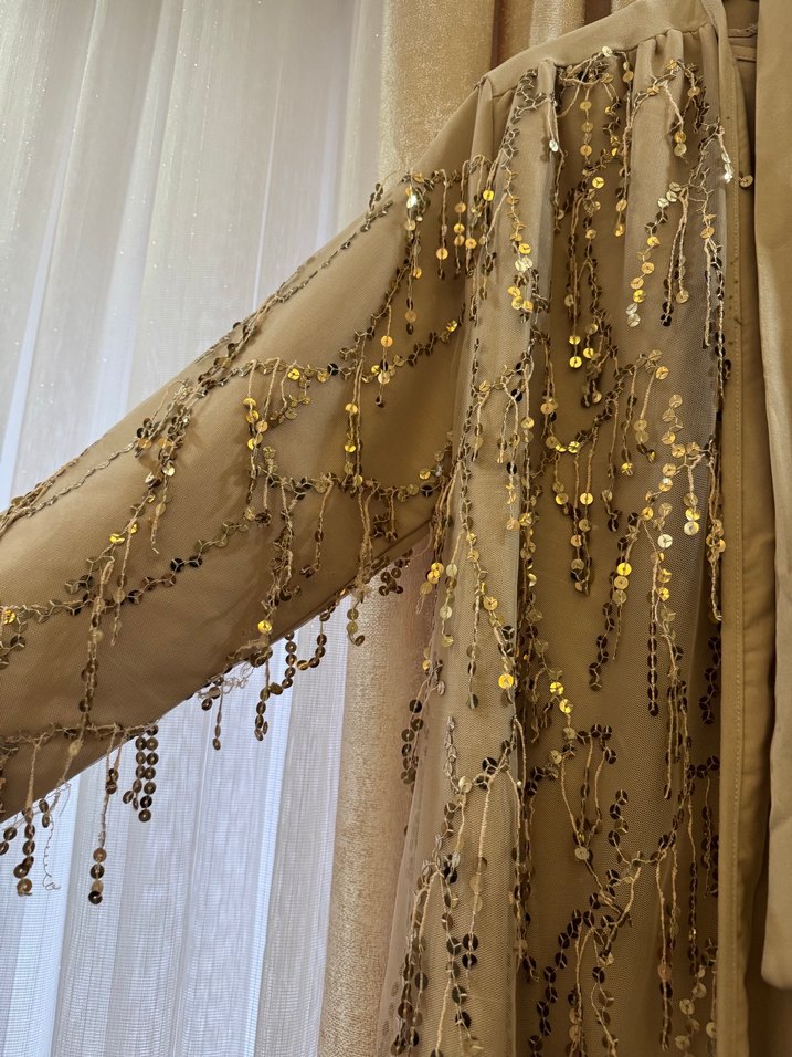 Bej Nakışlı Bohem Uzun Kadın Elbisesi - Görsel 2