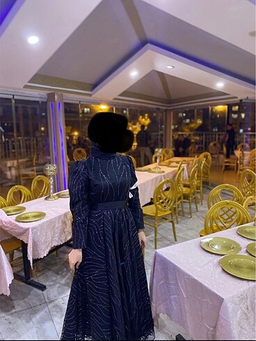 Elbise lacivert simli