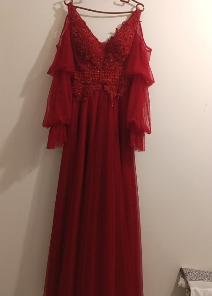 Kırmızı kına gecesi elbisesi - Görsel 2