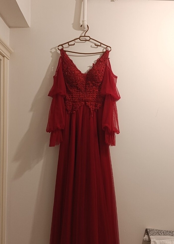 Kırmızı kına gecesi elbisesi - Görsel 4