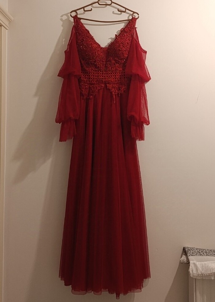 Kırmızı kına gecesi elbisesi - Görsel 5