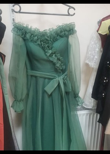 Yeşil Uzun Abiye Elbise - Görsel 3