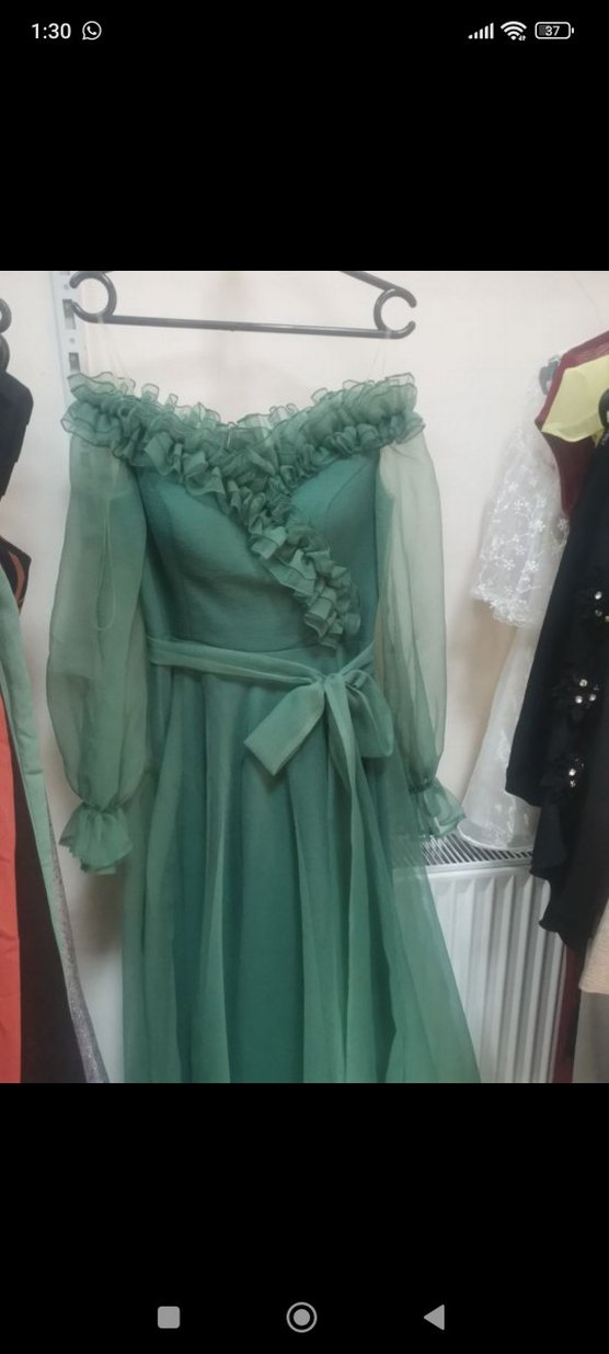 Yeşil Uzun Abiye Elbise - Görsel 3