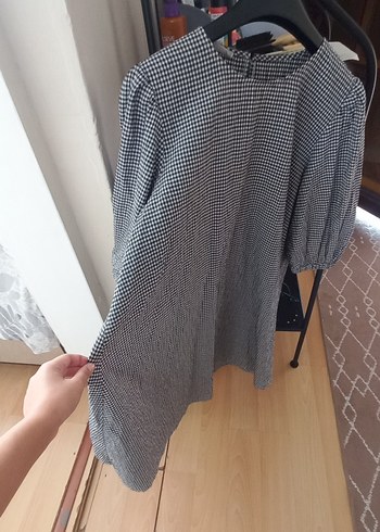 Trendyol & Milla Gri Ekose Uzun Keten Elbise