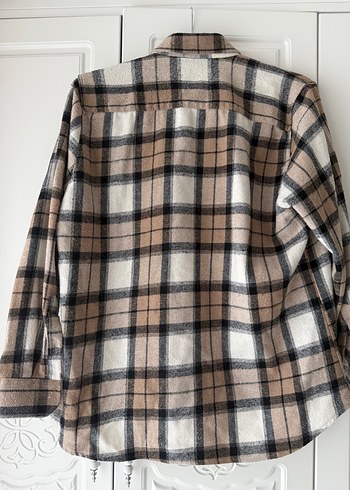 Bej Ekose Pamuklu Gömlek Unisex - Görsel 4