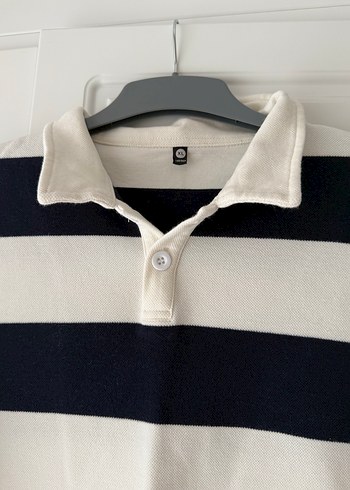 Düğmeli Çizgili Pamuklu Sweatshirt - Görsel 3