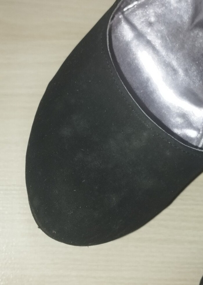 Kadın yüksek platform topuklu ayakkabı hakiki deri siyah süet - Görsel 5