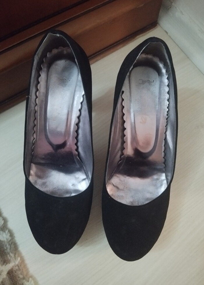 Kadın yüksek platform topuklu ayakkabı hakiki deri siyah süet - Görsel 4