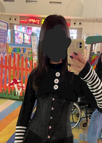 Desenli Siyah Gothic Korse - Görsel 2