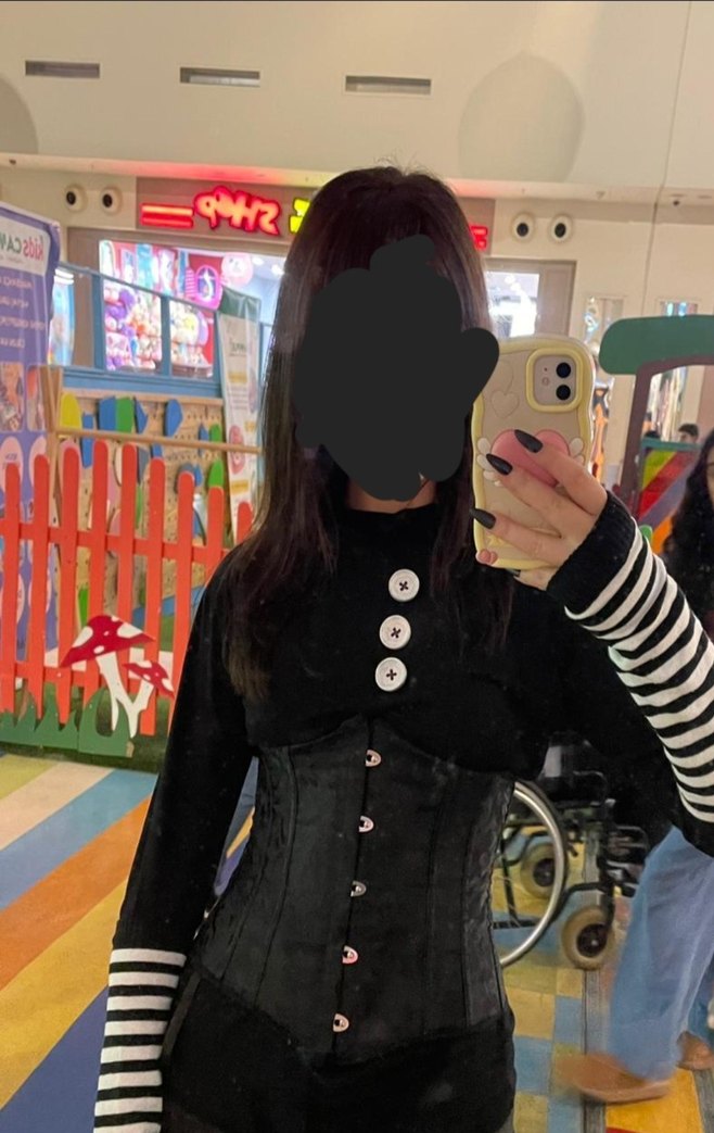 Desenli Siyah Gothic Korse - Görsel 2