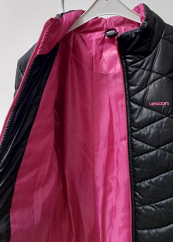 Kadın Pembe Siyah Fermuarlı Mont - Görsel 2