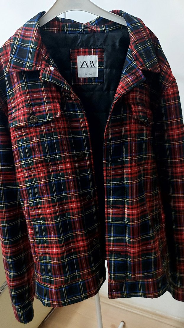 Zara Erkek Ekose Desenli Düğmeli Ceket - Görsel 3