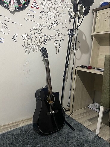 Fender Ceviz Klavye Black Elektro Akustik Gitar