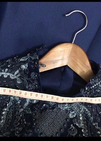 Boncuk İşlemeli Tesettür Lacivert Prenses Abiye Elbise