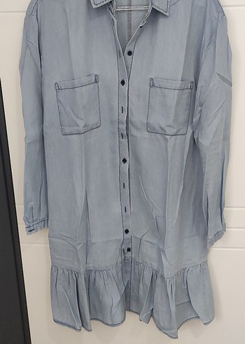 Kadın Denim Midi Boy Düğmeli Tunik