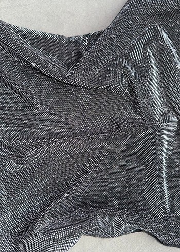 Siyah Gri Drapeli Kadın Midi Jumpsuit, parıltılı atlet - Görsel 5