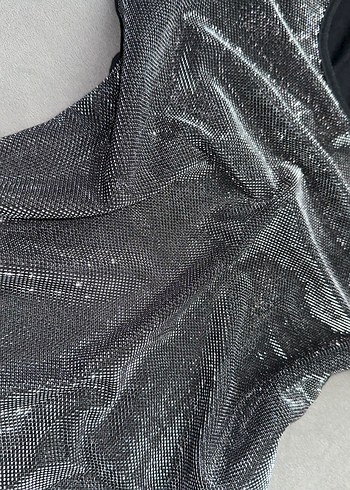 Siyah Gri Drapeli Kadın Midi Jumpsuit, parıltılı atlet - Görsel 2