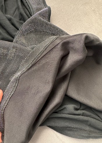 Siyah Gri Drapeli Kadın Midi Jumpsuit, parıltılı atlet - Görsel 4