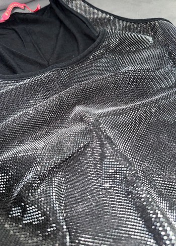 Siyah Gri Drapeli Kadın Midi Jumpsuit, parıltılı atlet - Görsel 3