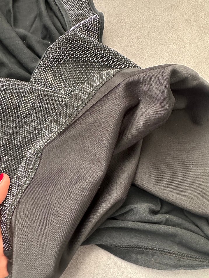 Siyah Gri Drapeli Kadın Midi Jumpsuit, parıltılı atlet - Görsel 4