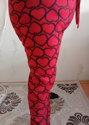 Kırmızı Kalp Desenli Pijama - Görsel 2