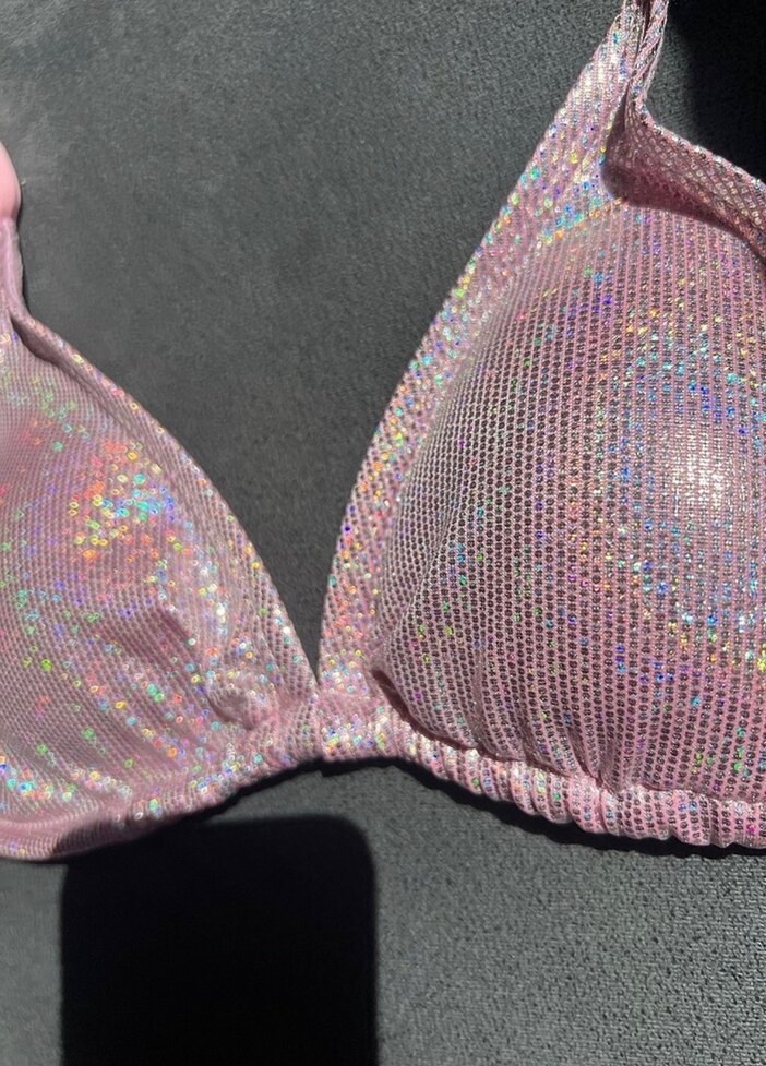 Pul İşlemeli Mini Pembe Bikini Üstü - Görsel 3