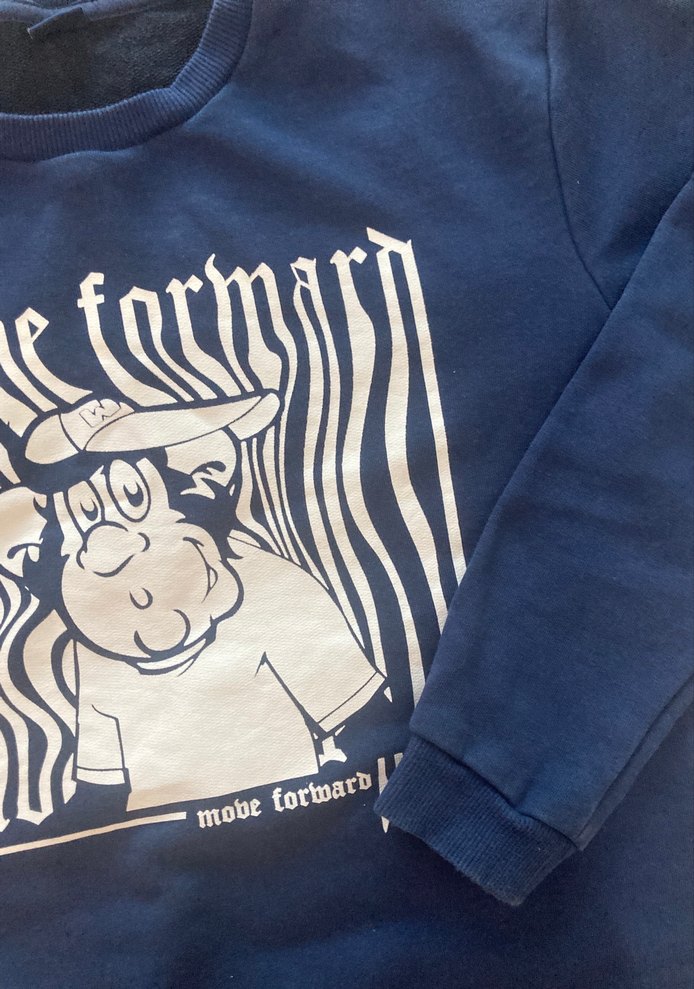 Erkek Lacivert Baskılı Pamuk Sweatshirt - Görsel 2