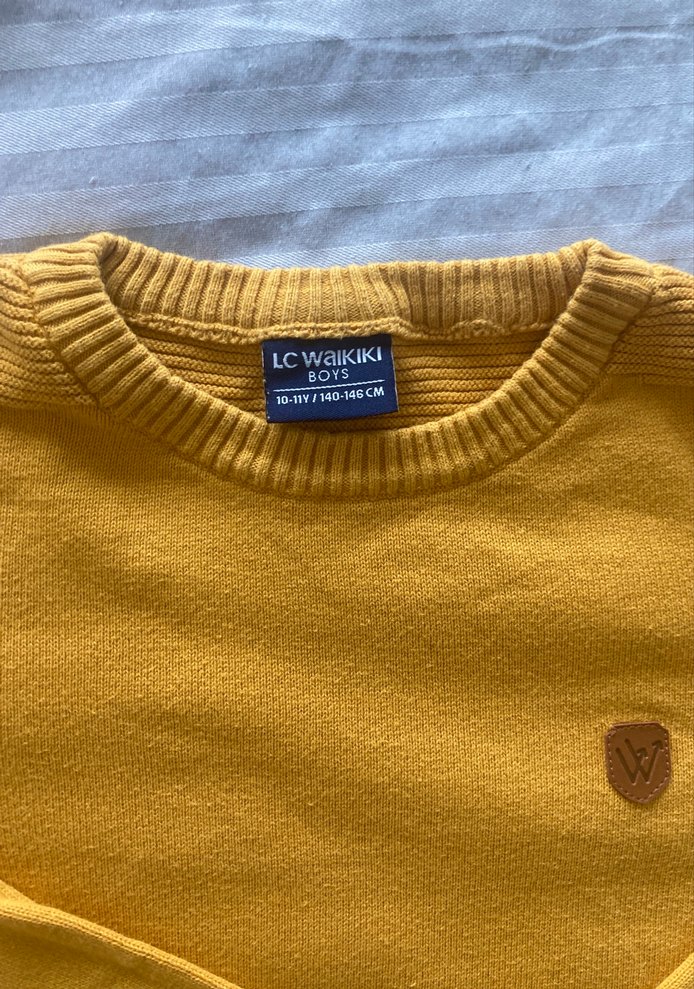 Sarı Erkek Örgü Pamuklu Sweatshirt - Görsel 3