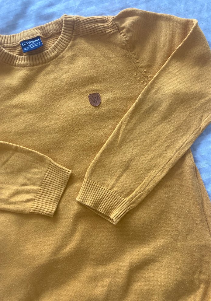 Sarı Erkek Örgü Pamuklu Sweatshirt - Görsel 2