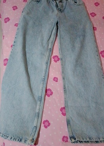 Mavi Düğmeli baggy pantulon