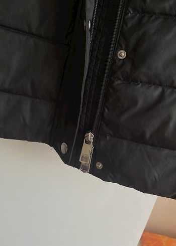 Tommy Hilfiger Siyah Midi Kadın Mont, Düğmeli, Rahat Kesim