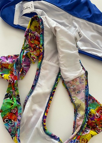 38 Beden Mavi Fırfırlı Strappy Mini Bikini