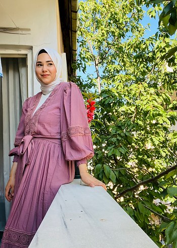 41 Beden pembe Renk Pembe Bohem Uzun Pamuklu etekli takım