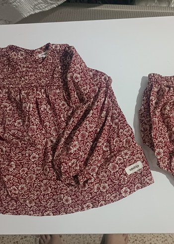 H&M Bordo Desenli Kız Çocuk Bohem Elbise