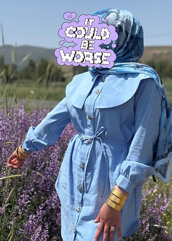 m Beden Uzun Kollu Mavi Batik Denim Kadın Gömlek